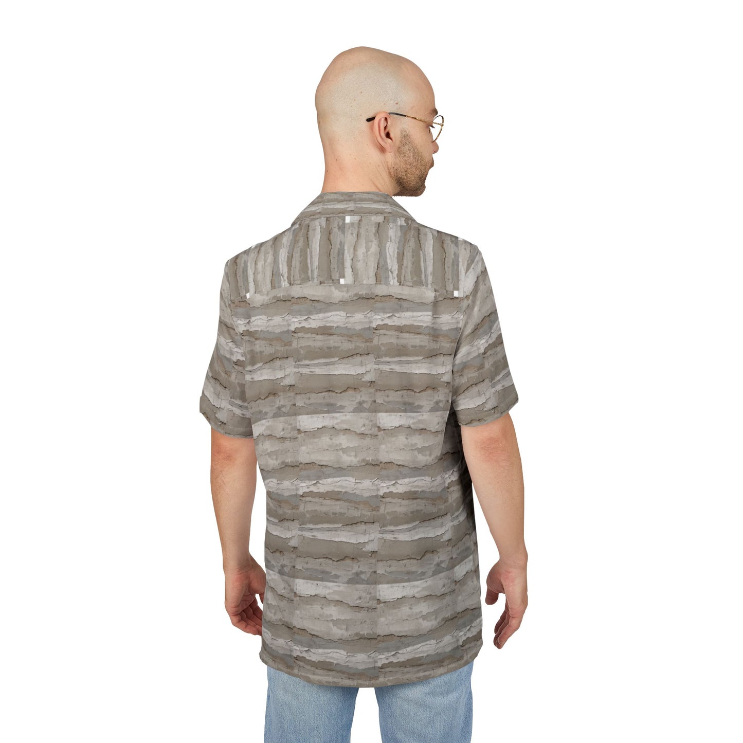 Neutral Watercolor Stripe Hawaiian Shirt — Casual Beach Button-Down