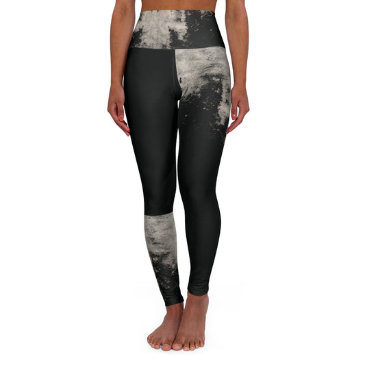 Moon Phase High-Waisted Yoga Leggings — Black Astral Print AOP
