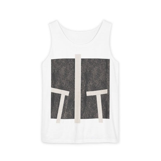 Abstract Minimalist Tank Top — Geometric Black & Cream Art Print