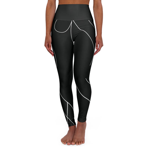 High-Waist Black Yoga Leggings — Sleek All-Over Print Activewear