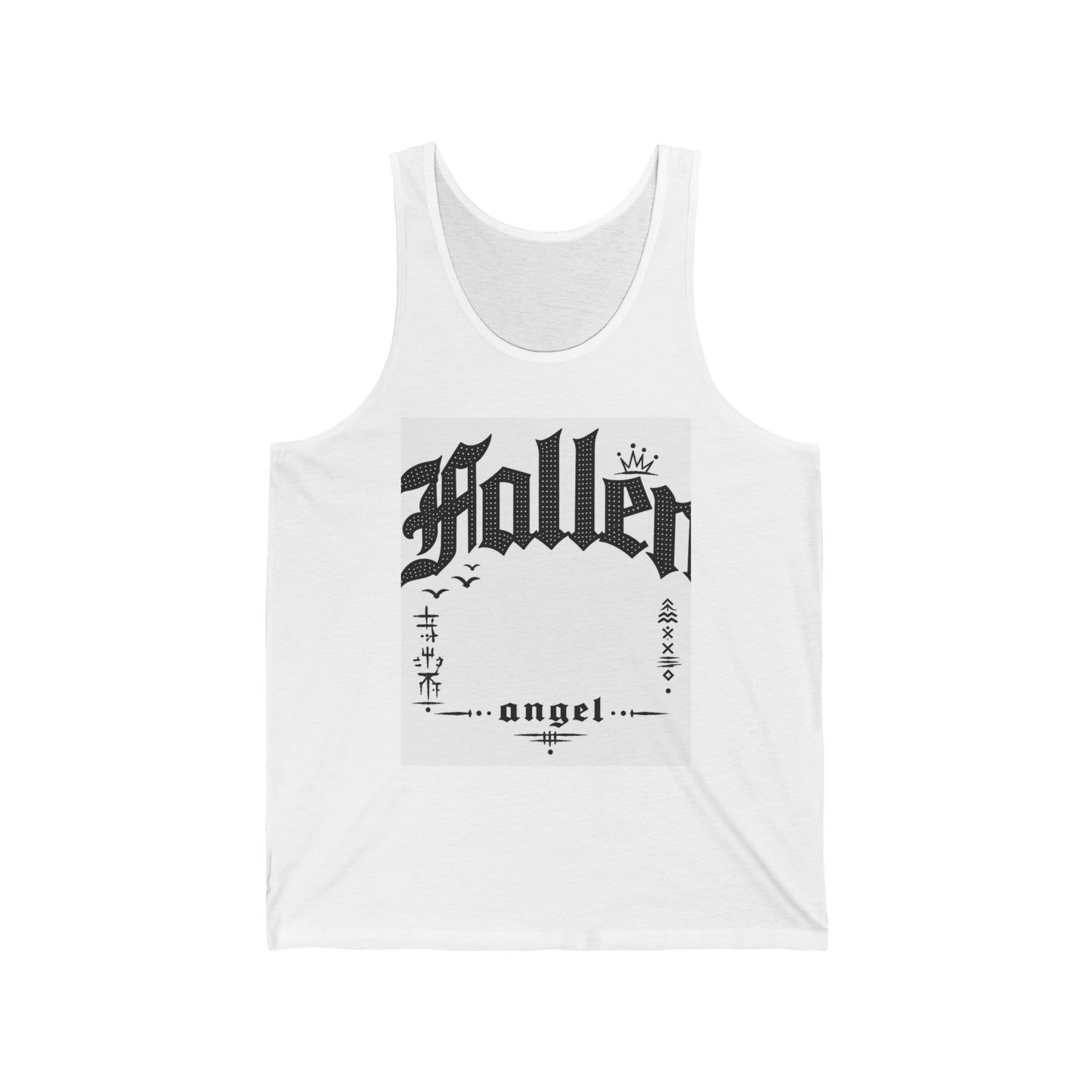Fallen Angel Tank Top — Gothic Script Graphic Tank