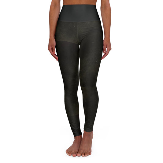 High-Waist Black Yoga Leggings — Sleek All-Over Print Activewear