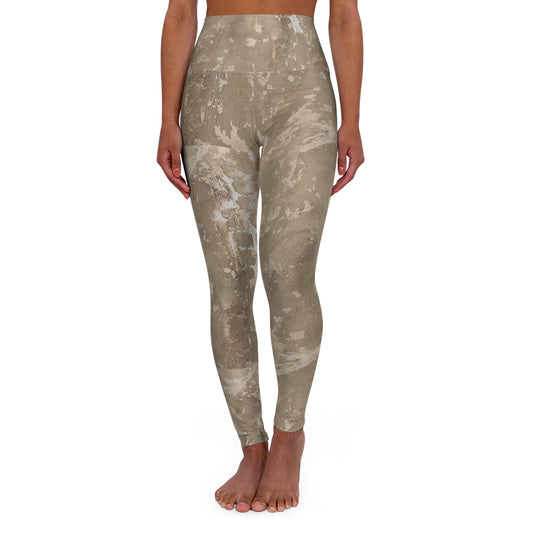 High-Waist Neutral Tie-Dye Yoga Leggings — All-Over Print