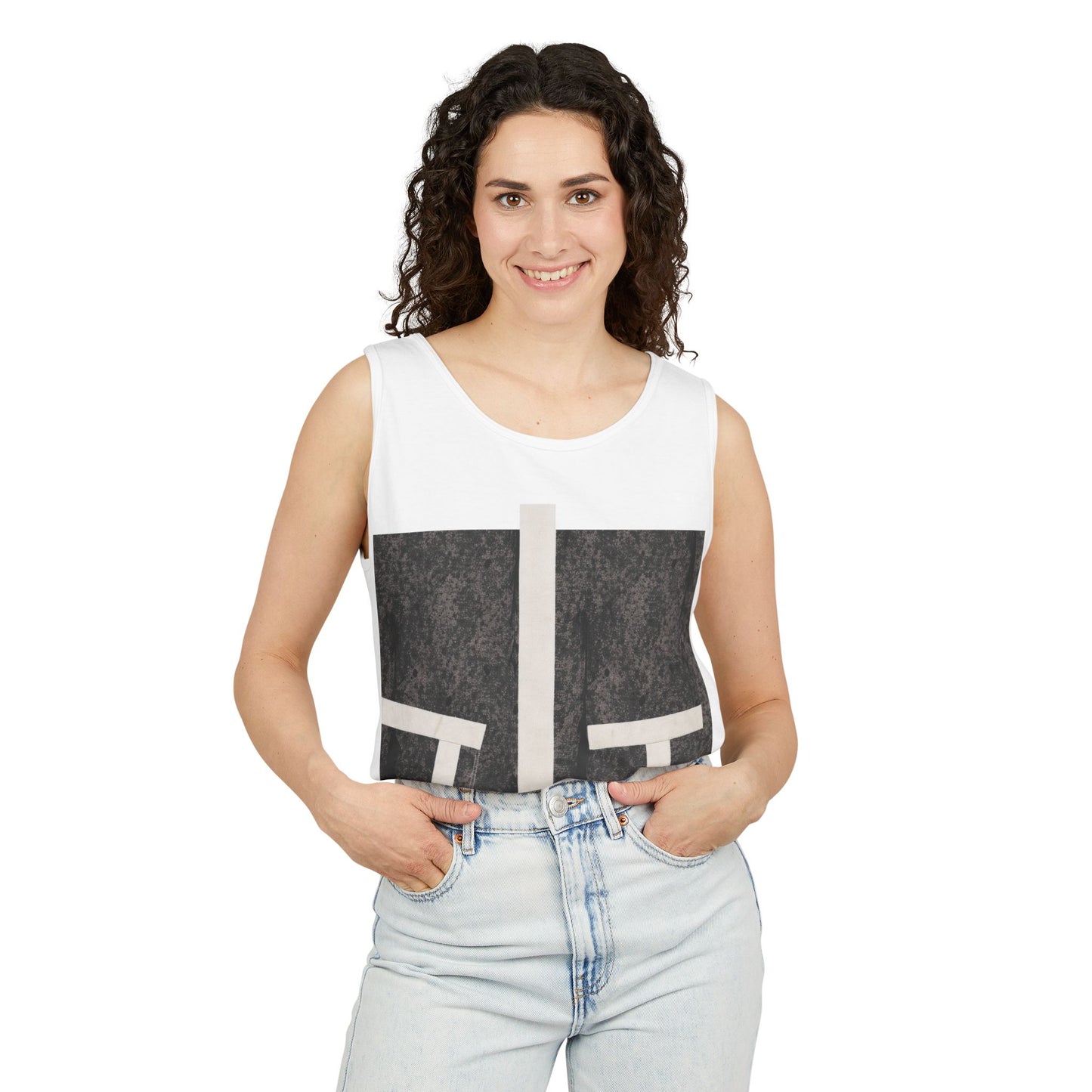Abstract Minimalist Tank Top — Geometric Black & Cream Art Print