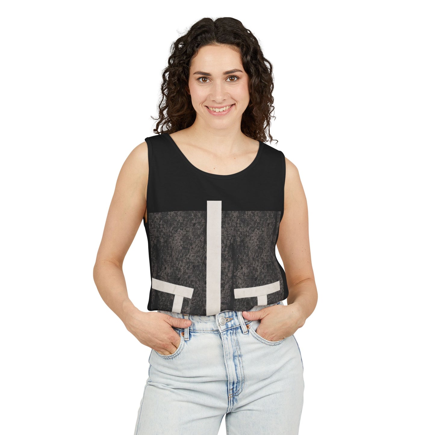 Abstract Minimalist Tank Top — Geometric Black & Cream Art Print