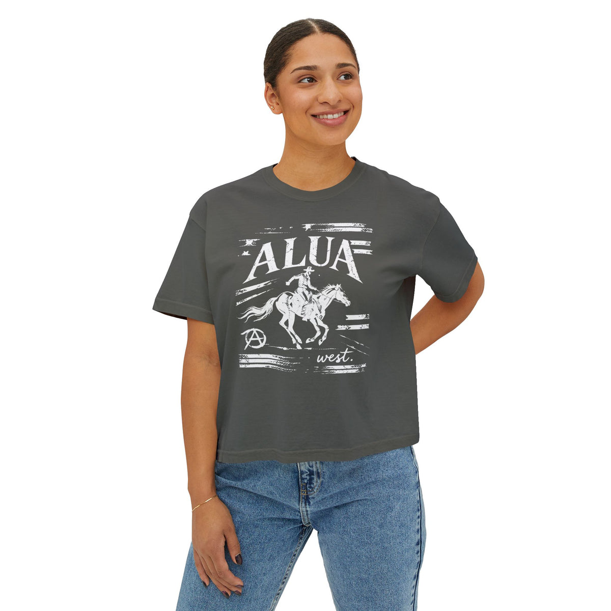 Alua Surf Women's Boxy Tee — Vintage Wave Graphic Tee