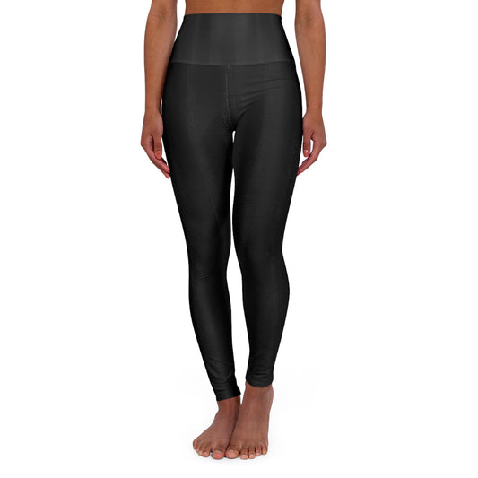 High-Waisted Black Yoga Leggings — All-Over Print Workout Tights