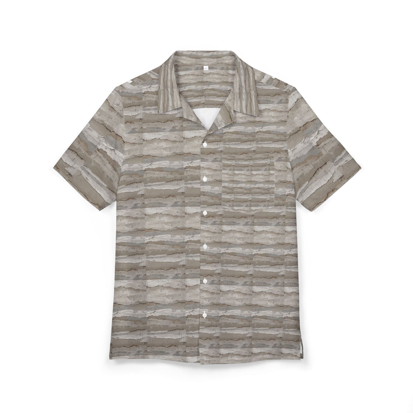 Neutral Watercolor Stripe Hawaiian Shirt — Casual Beach Button-Down